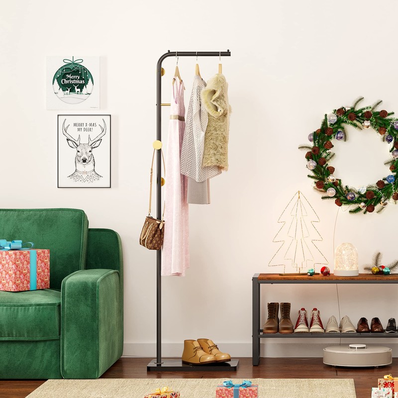 HOMEFORT Metal Coat Rack, Modern Coat Tree with 3 Hooks,