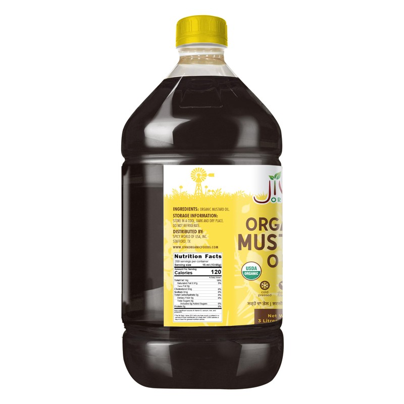 Jiva Organics Organic Mustard Oil 3 Liter Bottle (101 Fl