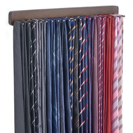 Mkono Tie Rack Wall Mounted Belt Hanger Holder Rustic Wood Tie Organizer for Men Closet Max up 20 Storage for Ties Belts Scarf