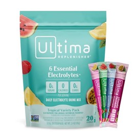 Ultima Replenisher Polvo de Electrolitos Diarios – Paquete de Variedad Tropical, 20 Sobres – Paquetes de Hidratación Sin Azúcar con 6 Electrolitos y M