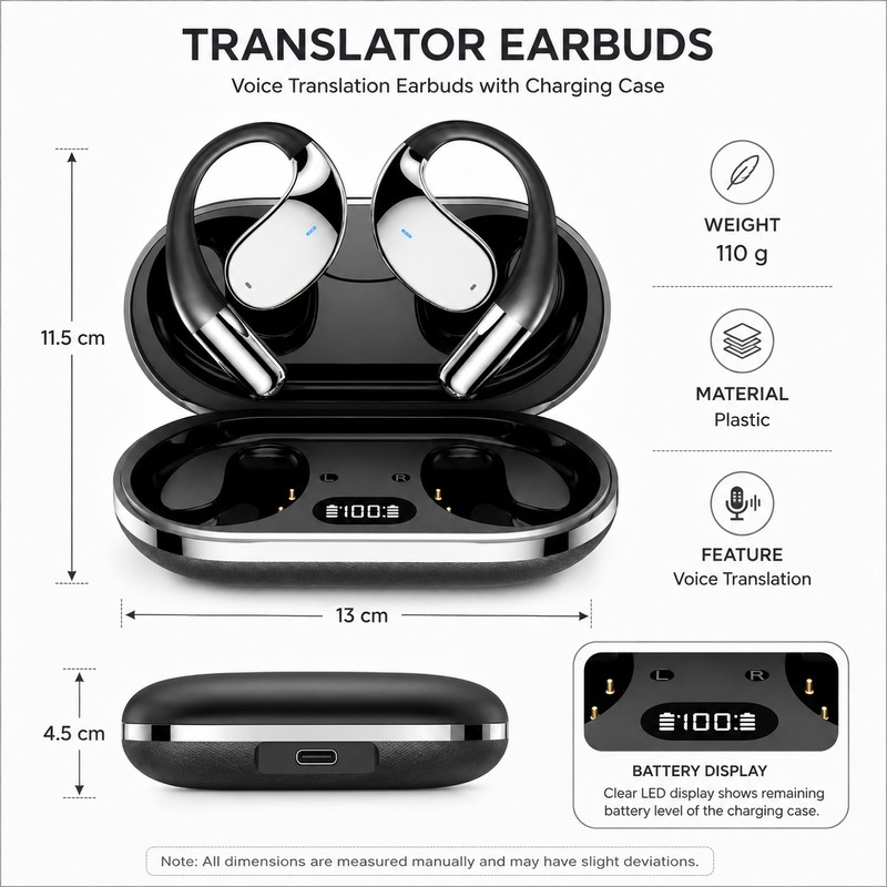AI Translator Earbuds for Travel & Conversation – 144-Language Real-Time