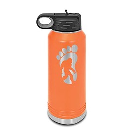 Bigfoot Foot Print Laser Engraved Water Bottle Customizable Polar Camel Stainless Steel with Straw - v3 yeti Big Foot Orange 32 oz