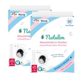 Natulim - Waschmittel Blätter (100 Waschgänge) - Made in EU, biologisch abbaubar, nachhaltig, Plastikfrei, Vegan und Cruelty Free - Saubere und weiche Wäsche - 2er Pack mit 50 Stück - (Floral Duft)