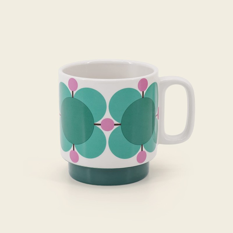 Orla Kiely Set of 2 Stacking Mugs Ceramic Atomic Flower