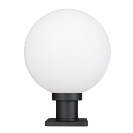 KastLite 12" Globe Pier Mount Outdoor Lighting with LED Lamp | UV & Waterproof Pillar & Column Lights | Deck Driveway Yard Patio & Garden Fixture | Made in USA | White Cover, Black Basic Base
