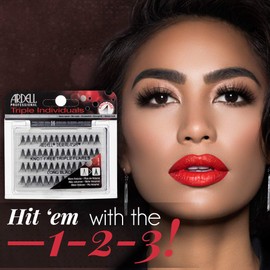 Ardell Triple Individual Lashes - Long Black, Knot-Free Eyelash Extensions, Volumizing DIY Lash Clusters for Fuller Lash Enhancement, 4 Pack