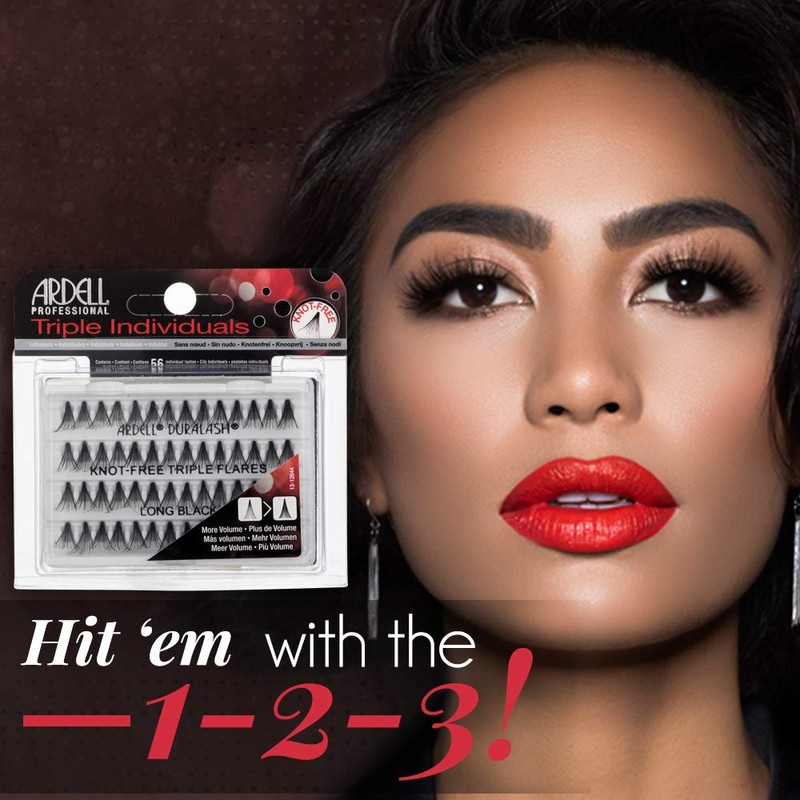 Ardell Triple Individual Lashes - Long Black, Knot-Free Eyelash Extensions,