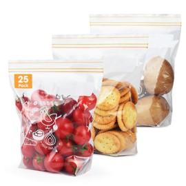 Esimlife Sealed Food Storage Bags Freezer Bags Ziplock Bags Reusable Sandwich Bags 25 Pack (Medium)