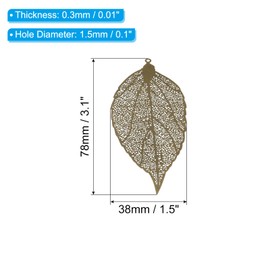 PATIKIL Leaf Pendants, 10Pcs 3"/78mm Metal Tree Leaf Beads Bulk Leaves Charm Mesh for Jewelry Making Bracelet Necklace Earring Keychain Style 4, Brown