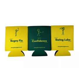 Golf Coin Games Beer Koozie(3)-The Masters Pack with magnets to adhere to your golf cart.