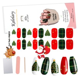 20PCS Semi Cured Gel Nail Polish Strips, Kalolary Christmas Full Wraps Real Gel Nail Stickers Self Adhesive Gel Polish Decals for Women Girls DIY Nail Art Accessories Salon Home (UV/LED Lamp Required)