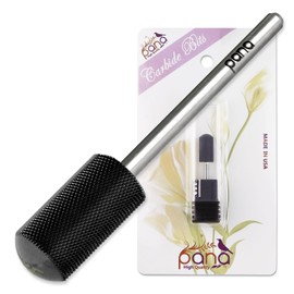 PANA 3/32" Large Smooth Round Top Safety Carbide Nail Drill Bit for Gel Polish & Acrylic Removal Nail Salon Manicure Pedicure Electric File Tools (Large Barrel - DLC Black, Extra Fine)
