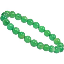 Eledoro Genuine Gemstone Beads, Chakra Bracelet, PowerBead, Stretch Bead Bracelet, 8 mm, 17 centimeters, Gemstone, Agate Green