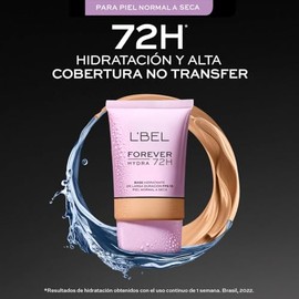 L'BEL - Forever Hydra Base de Maquillaje 72H Latte 180F 27ml, Fórmula Avanzada, Base Hidratante, Larga Duración y Protección FPS 15, para Piel de Normal a Seca, Base Maquillaje Alta Cobertura