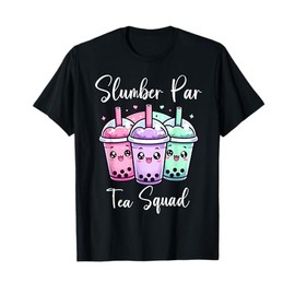 Cute Slumber Party Squad Girls Sleepover Squad Boba Tea Pun T-Shirt