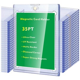 Magnetic Card Holder 35PT Magnetic Trading Card Holder Baseball Card Holder Hard Acrylic Card Cases, Card Protector Fit for Standards Card (10 Pcs)