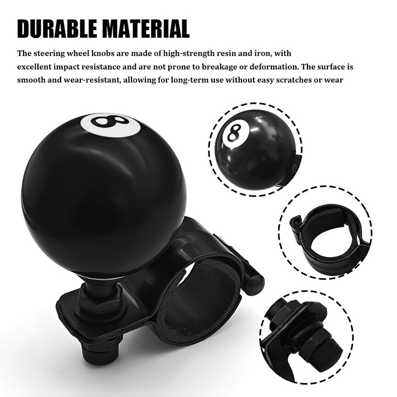 HQRNYP 8 Ball Steering Wheel Knob Spinner, Suicide Knob, Heavy