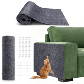 78.7"X15.8" Self-Adhesive Cat Scratching Mat - Durable Couch Protector from Cat Claws, DIY Furniture Protector from Cats Scratching, Sticky cat Scratch Wall mat- No Residue, Safe for Cats (Dark Grey)