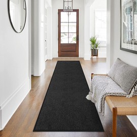 GOYLSER Extra Large Kitchen Runner Rugs Non Skid Washable, Absorbent Long Black Kitchen Floor Mat Carpet for Hall Porch Backyard Dining Room, 180"X28"