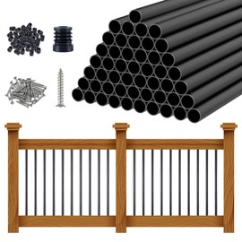 50 Pack 26" Aluminum Deck Balusters Deck Railing Spindles, 3/4" Diameter Hollow Deck Railing Deck Spindles Connectors & Screws for Railing Fencing Porch Staircase Stair Spindles(50, Round-26)