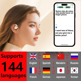 Haiseire AI Languages Translator Earbuds,Translation Earbuds Real Time,Audifonos Traductores Inglés español,Translating Headphones Bone Conduction,Bluetooth Translation Earbuds,M76 Black