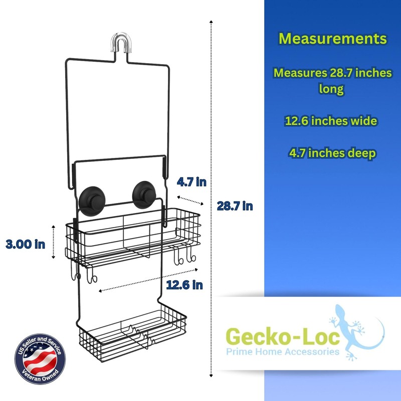 Gecko-Loc Extra Long Wide Adjustable Length over the showerhead hanging