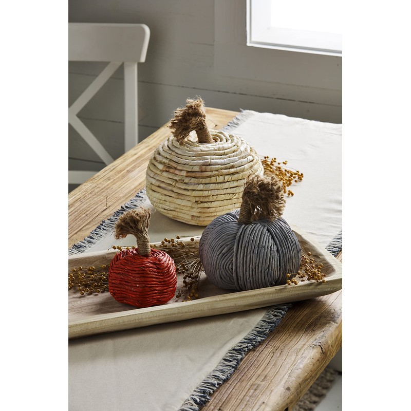 Mud Pie Corn Husk Rope Pumpkin, Medium Table Sitters