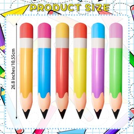 6 Pcs 27.6 Inch Pencil Balloons Multicolor Combination Back to School Party Decoration for Classroom Playground Indoor Outdoor Birthday Party School Theme Party Decoration