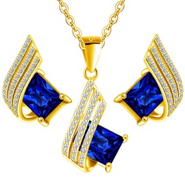 MŚ 1997 MENNICA ŚWIDNICKA 4 Colours Earrings with Necklace Silver 925 Women's Set Gold-Plated 24 K – High-Quality Austrian Crystals and Zircons – Jewellery Chain Women's Earrings Set with Necklace,