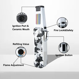 JETPRO Butane Torch Lighter One-Hand Operation Lighter Adjustable Jet Flame with safety lock Kitchen Cooking Torch Gift Box Package (Butane Gas Not Included) (Camouflage)
