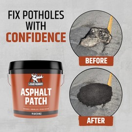Liquid Rubber Asphalt Patch – 44lb Pail Ready-to-Use Pothole Repair for Driveways, Parking Lots, Pathways & Roads – Easy All-Weather Application – No Mixing Required