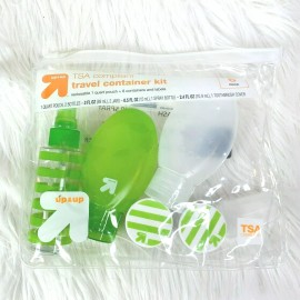 Up&Up New Travel Containers Kit TSA Compliant 6 Pack Labels Quart Pouch Spray Jars