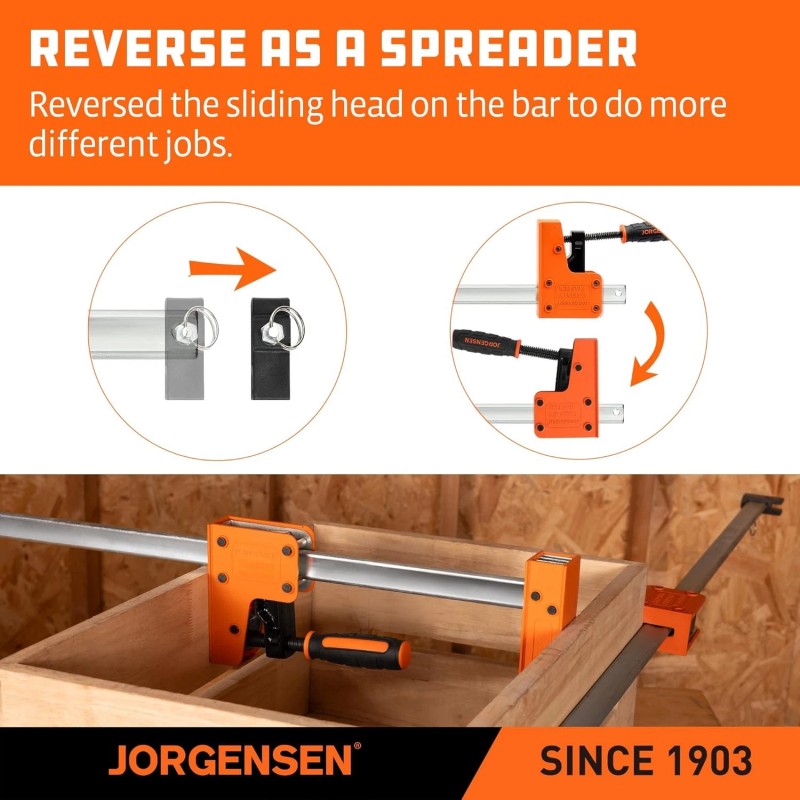 JORGENSEN 2pack 36-inch Bar Clamps, 90°Cabinet Master Parallel Jaw Bar