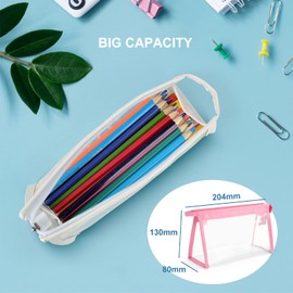 TOYESS 2 x Clear PVC Plastic Exam Case, Pink & White, Pink & White, Modern