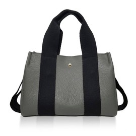 Giselle Women's Shoulder Bag, Tote Bag, 2-Way Mini Tote, Gray x Black (No Charm)