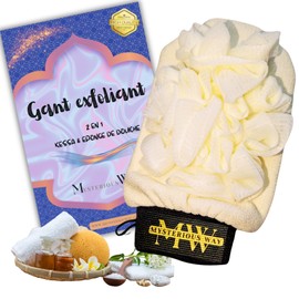 Kessa 2 in 1 Exfoliating Kessa and Bath Sponge for Face & Body Scrub Sensitive Skin Care and Deep Cleansing