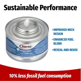 Sterno 6 Hour Handy Wick Canned Heat, Chafing Fuel Cans for Catering, 6 Pack