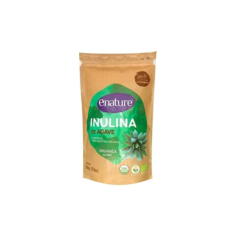 Enature Inulina de Agave Orgánico, Sabor Natural, 500 g