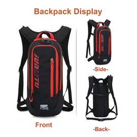Croogo Lightweight Portable Cycling Rucksack Day Hiking Bag Running Pouch Women Men with 2L Water Bladder,Black/Red-SD-OT04