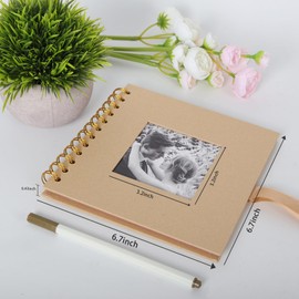 RECUTMS Scrapbook Photo Album Linen Cover 6 Inch Hardcover Kraft White Pages Memory Book for Travel Wedding Guest Book Christmas Baby Shower (Cowhide)