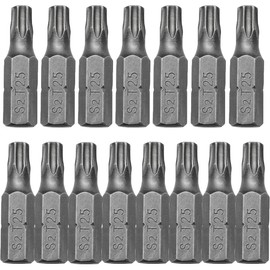 TorSor 15 Pack T25 TORX Bits 1/4 Inch Hex Shank 1'' Length S2 Steel Security Bit Replacement for Stubby Ratcheting Screwdrivers Electric Cordless Screw Driver Hand Power Drill