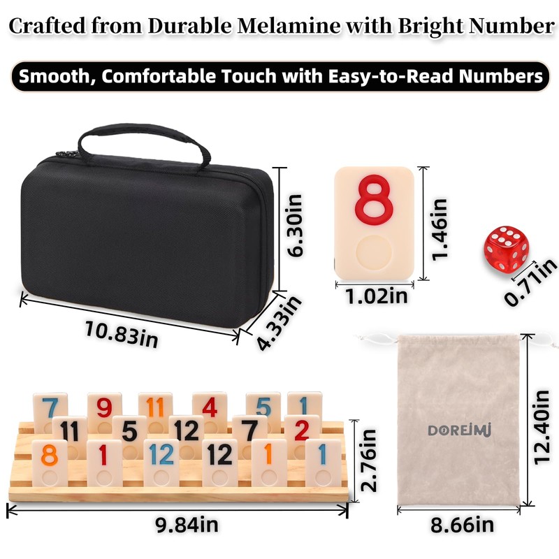 Doreimi Upgraded Rummy Cube Game Set 4 Players with 4