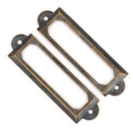 Metal Drawer Holder, 20 Pieces Drawer Brand Students, DIY Retro Drawer Signs, Shelf Note Accessories (Bronze)