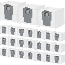 24 Pack Q5 Dust Bags for Roborock Q5+/Q5 Max+/Q5 Pro+/Q7/Q7+/Q7 Max+/Q7 M5+ L5+/S7 Pro Ultra/S7 MaxV Ultra/S8+/Q8 Max+/S8 Pro Ultra/Q10 S5+ X5+ Robot Vacuum, 3L Large Capacity Replacement Dust Bag