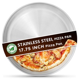 Kevenal Stainless Steel Pizza Pans 17.75 inch, Pizza-Pan for Oven, Steel Pizza Tray, Round Pizza Plate Pack of 1 (Oversize for 6-person Meal)
