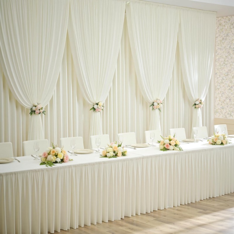 10×12ft Wrinkle Free Ivory Backdrop Curtain for Wedding Parties, 2