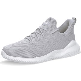Akk Zapatillas de tenis para mujer, sin cordones, de espuma viscoelástica, ligeras, informales, para gimnasio, viajes, trabajo, gris, 7 US