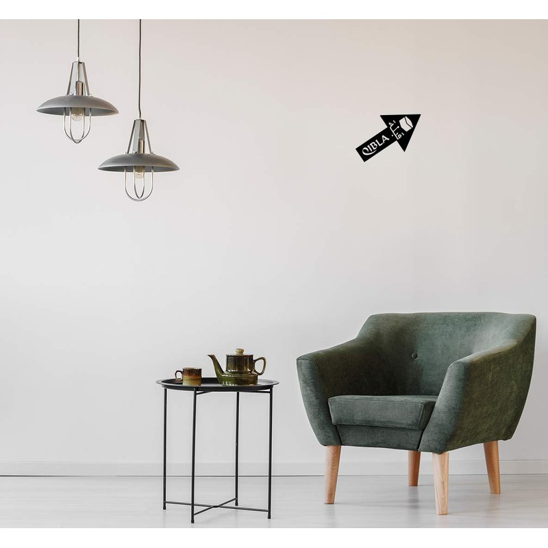 Qibla Direction Arrow (2pk) - Wall/Ceiling Decal Sticker (S004M) (Black)