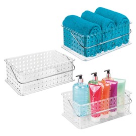 iDesign Large Stackable Shower Caddy Bathroom or College Dorm-Set of 3-Clear Basket