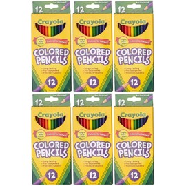 Crayola Long Barrel Colored Wood-case Pencils, Assorted Colors, (68-4012), 12 pencils per pack - 6 pack